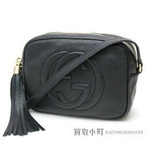 Gucci Soho Black Leather Disco Bag Tassel Charm Interlocking GG Fringe